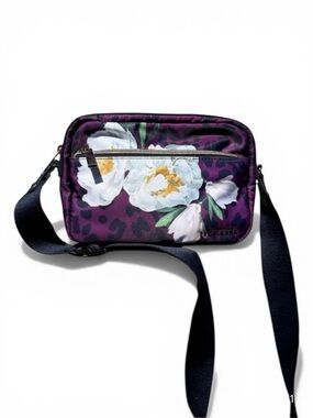 EUC Ted Baker Wild Floral Leopard Print Plum Camera Crossbody Bag